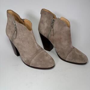 Rag & Bone Margot Taupe Gray Suede Ankle Bootie Double Zipper Women Size 38 or 8